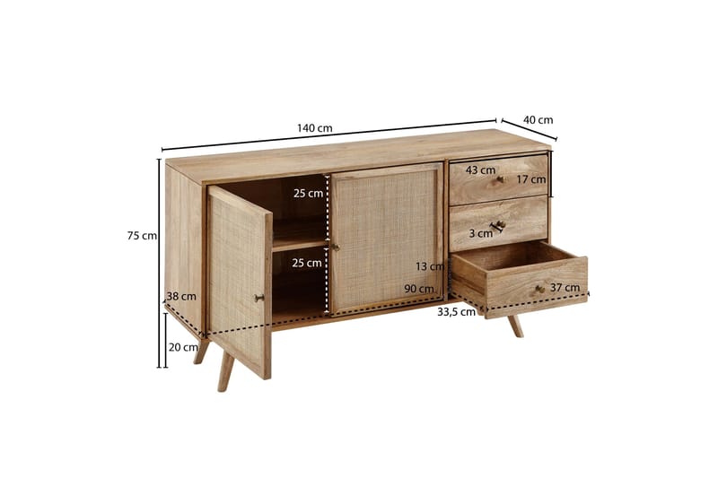 Sideboard & skänk Wohnling Brun - Oppbevaring - Oppbevaringsmøbler - Sideboard & skjenker