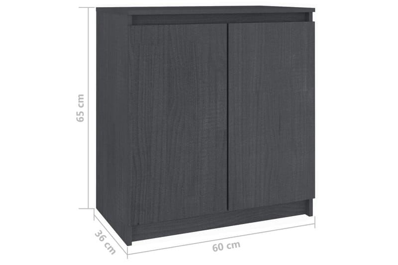 Sideskap grå 60x36x65 cm heltre furu - Grå - Oppbevaring - Oppbevaringsmøbler - Sideboard & skjenker