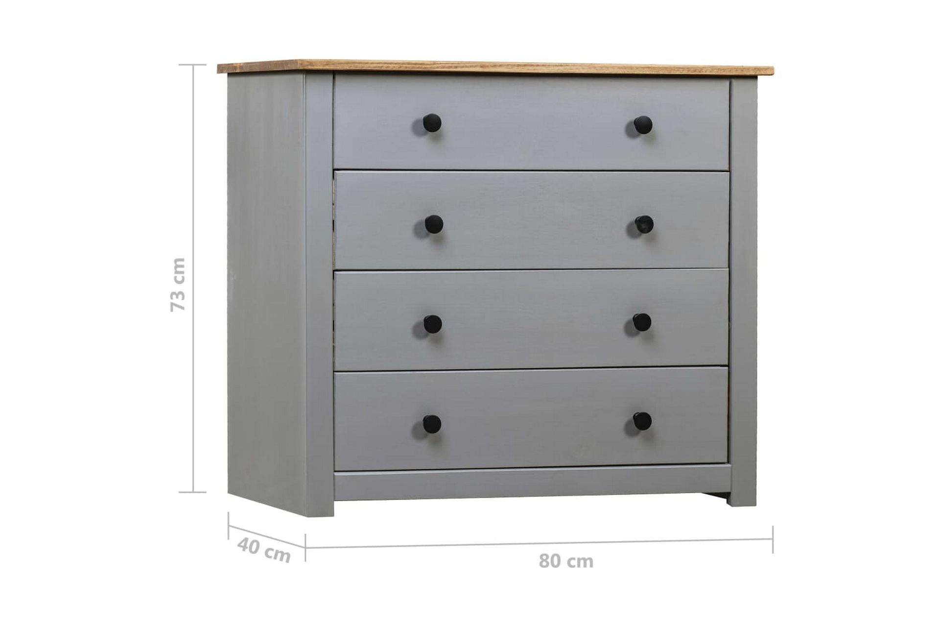 Sideskap grå 80x40x73 cm furu Panama Range - Grå - Oppbevaring - Oppbevaringsmøbler - Sideboard & skjenker