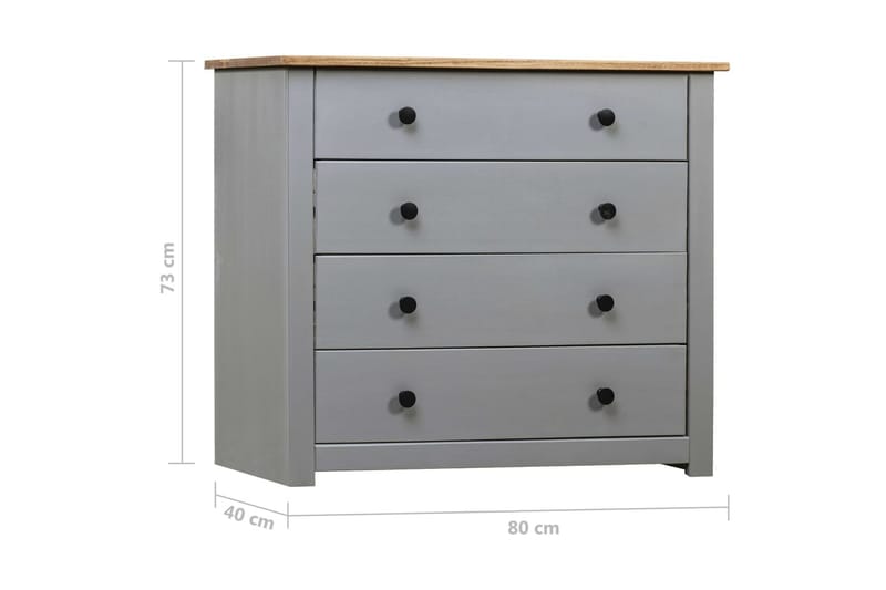 Sideskap grå 80x40x73 cm furu Panama Range - Grå - Oppbevaring - Oppbevaringsmøbler - Sideboard & skjenker