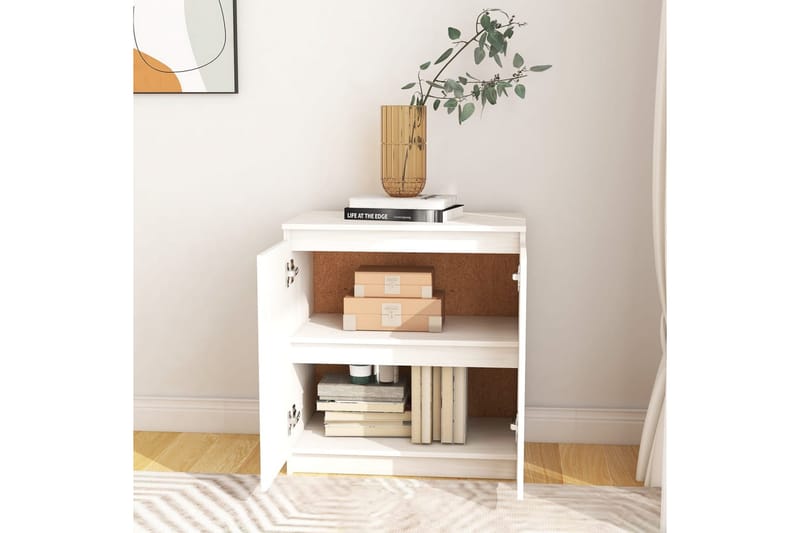 Sideskap hvit 60x36x65 cm heltre furu - Hvit - Oppbevaring - Oppbevaringsmøbler - Sideboard & skjenker