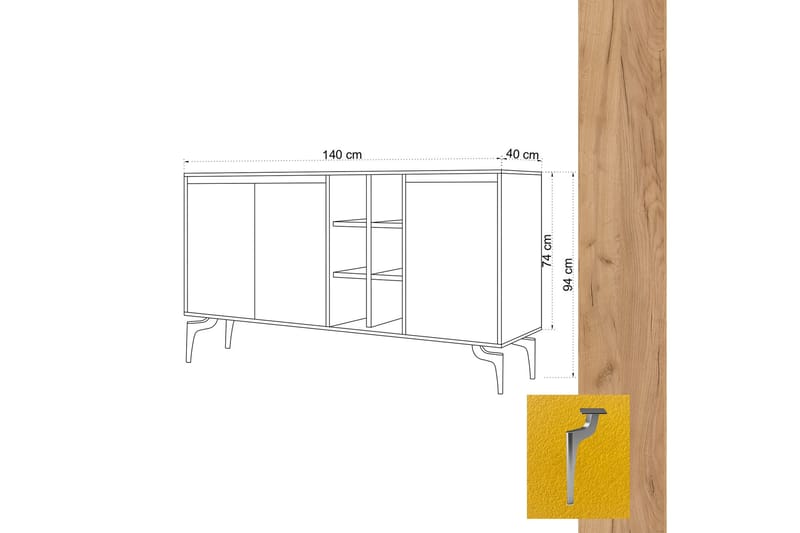 Sidobord Ek|Gul - Oppbevaring - Oppbevaringsmøbler - Sideboard & skjenker