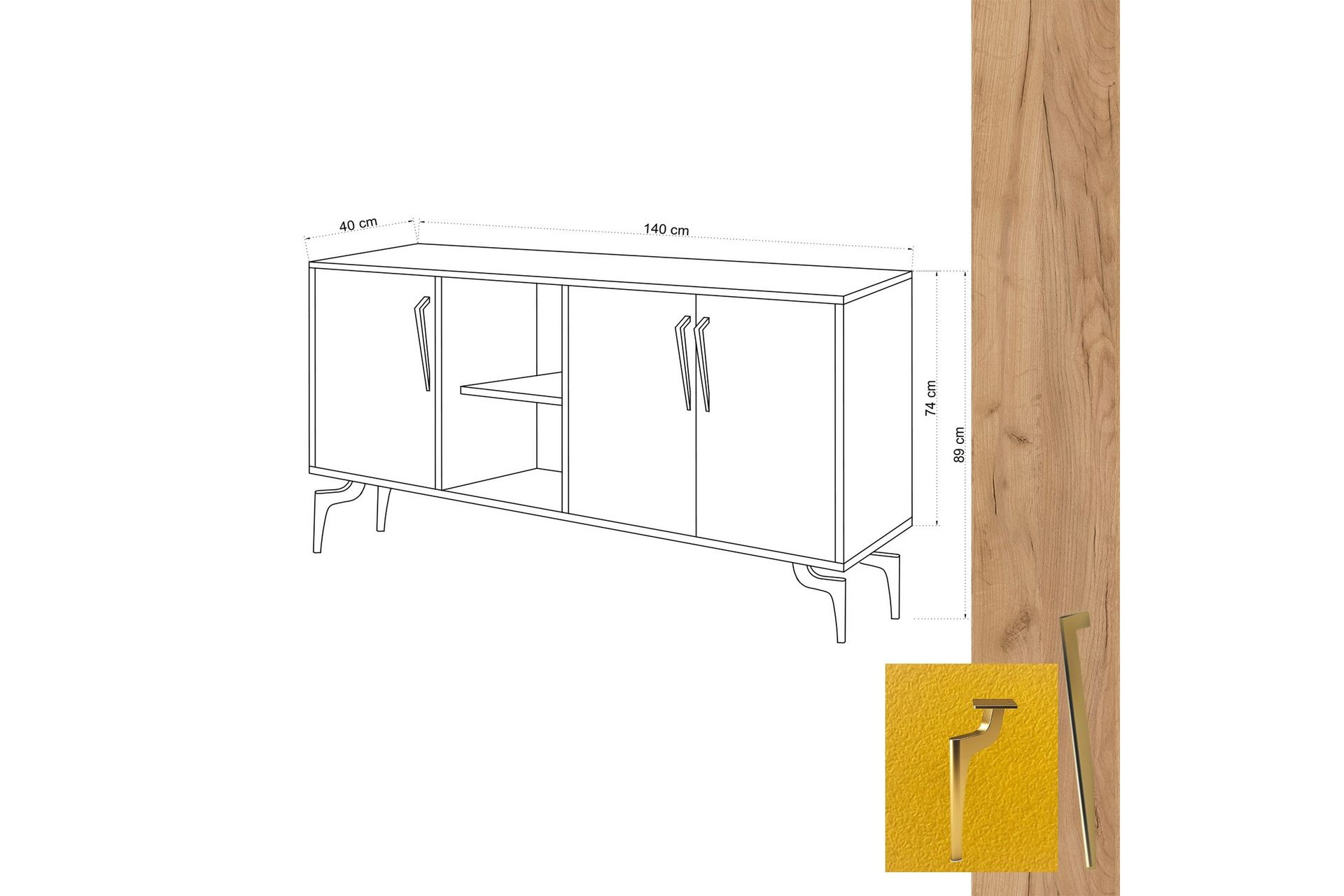 Sidobord Ek|Gul - Oppbevaring - Oppbevaringsmøbler - Sideboard & skjenker