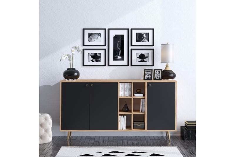 Sidobord Ek|Svart - Natur/Antracit - Oppbevaring - Oppbevaringsmøbler - Sideboard & skjenker