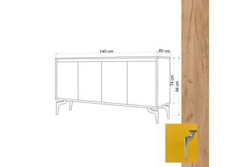 Sidobord Guld|Ek|Gul - Oppbevaring - Oppbevaringsmøbler - Sideboard & skjenker