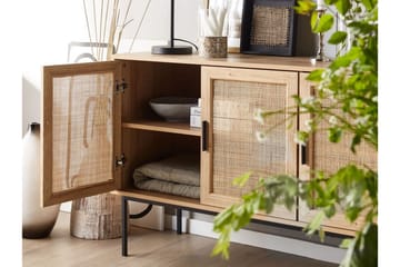 Skap 3 dører rotting lysebrun PASCO - Tre/natur - Oppbevaring - Oppbevaringsmøbler - Sideboard & skjenker