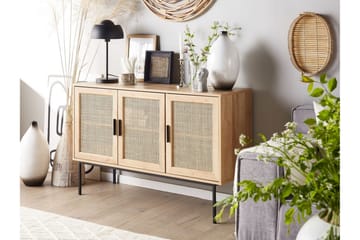 Skap 3 dører rotting lysebrun PASCO - Tre/natur - Oppbevaring - Oppbevaringsmøbler - Sideboard & skjenker