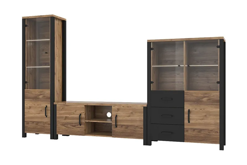 Skarebol TV-møbelsett - Svart/Tre/Natur - Oppbevaring - Oppbevaringsmøbler - Sideboard & skjenker