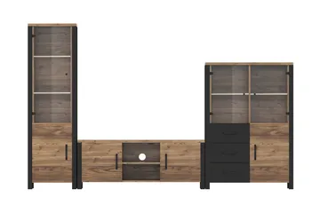 Skarebol TV-møbelsett - Svart/Tre/Natur - Oppbevaring - Oppbevaringsmøbler - Sideboard & skjenker
