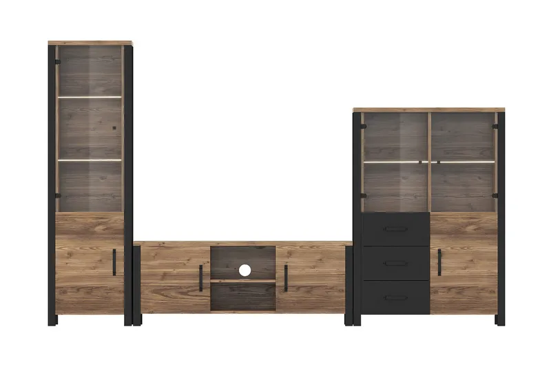 Skarebol TV-møbelsett - Svart/Tre/Natur - Oppbevaring - Oppbevaringsmøbler - Sideboard & skjenker