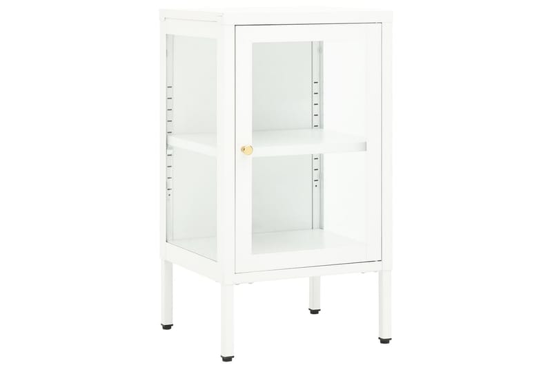 Skjenk 38x35x70 cm metall og glass - Hvit - Oppbevaring - Oppbevaringsmøbler - Sideboard & skjenker