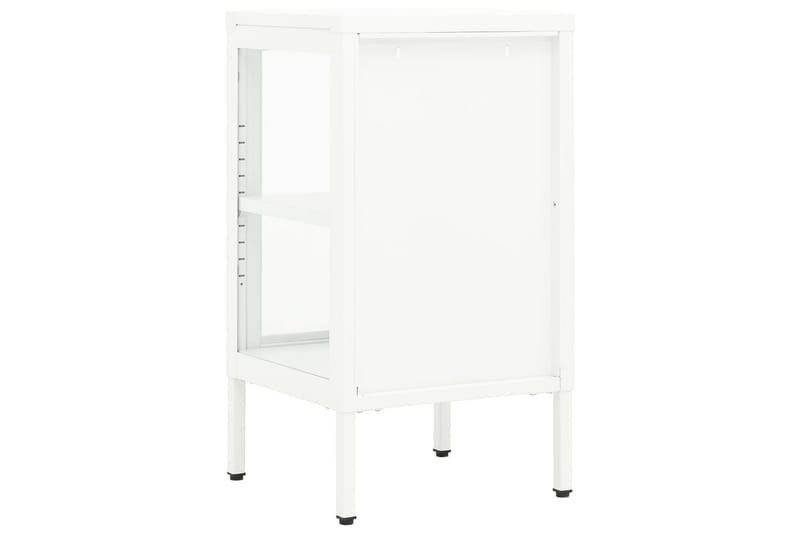 Skjenk 38x35x70 cm metall og glass - Hvit - Oppbevaring - Oppbevaringsmøbler - Sideboard & skjenker