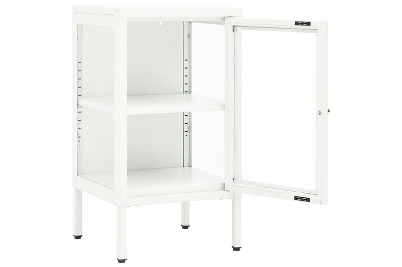 Skjenk 38x35x70 cm metall og glass - Hvit - Oppbevaring - Oppbevaringsmøbler - Sideboard & skjenker