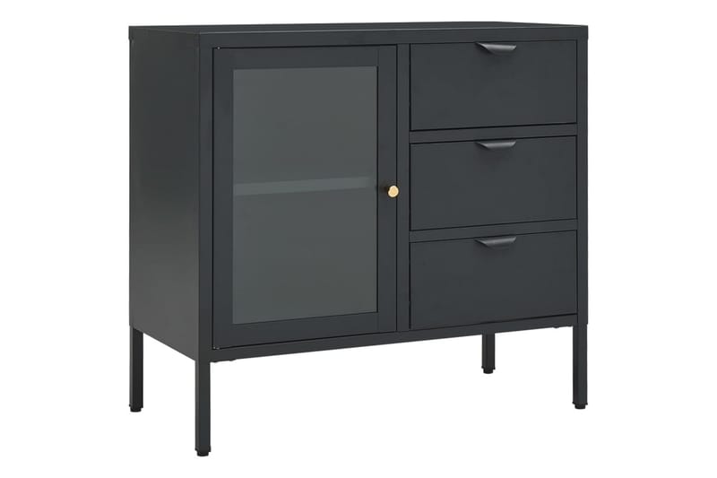 Skjenk antrasitt 75x35x70 cm stål og herdet glass - Antrasittgrå - Oppbevaring - Oppbevaringsmøbler - Sideboard & skjenker
