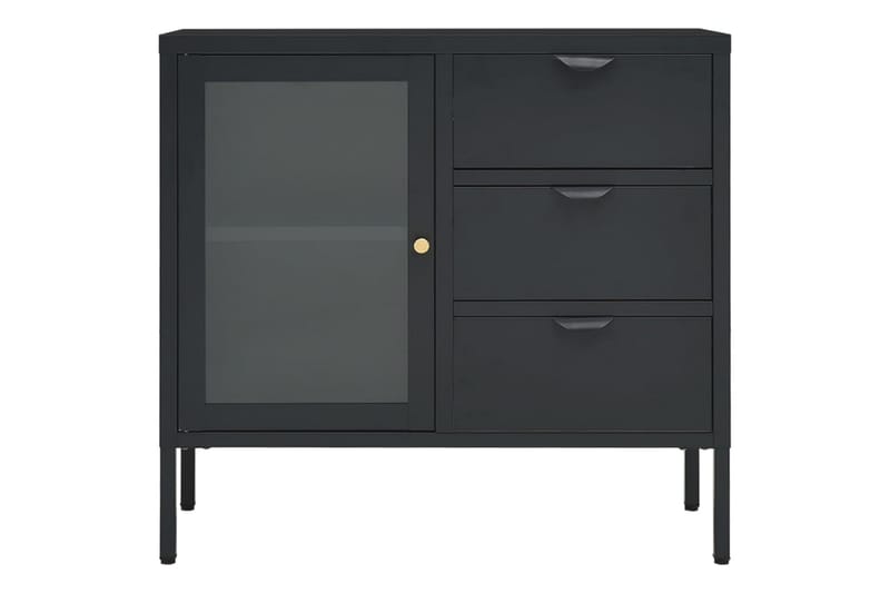 Skjenk antrasitt 75x35x70 cm stål og herdet glass - Antrasittgrå - Sideboard & skjenker