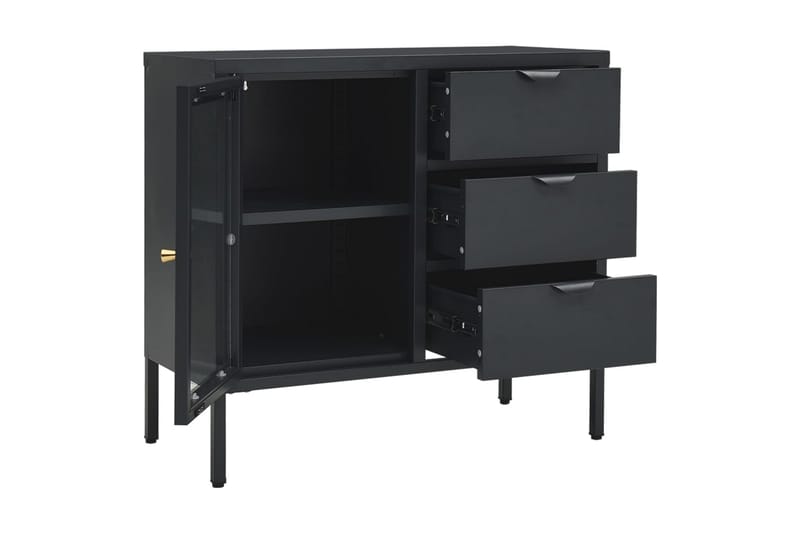 Skjenk antrasitt 75x35x70 cm stål og herdet glass - Antrasittgrå - Oppbevaring - Oppbevaringsmøbler - Sideboard & skjenker