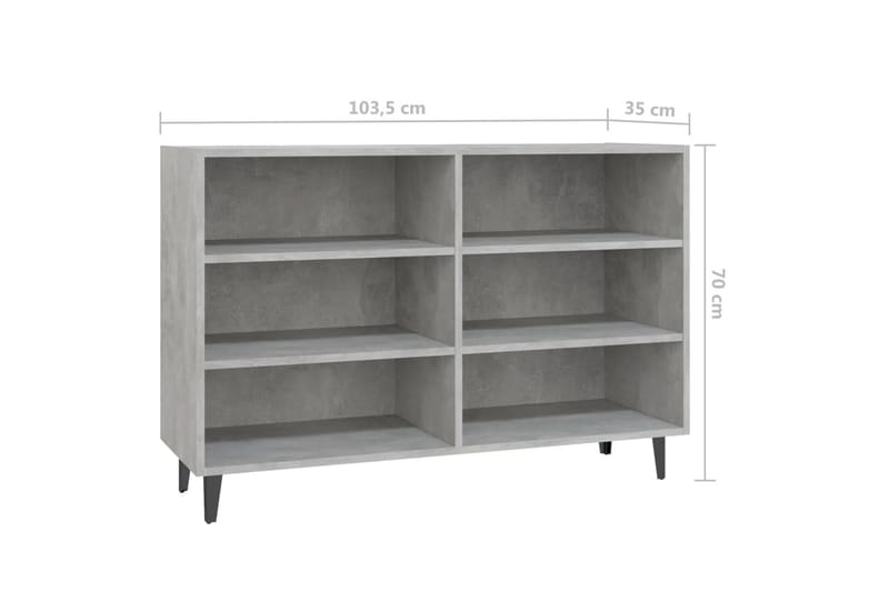 Skjenk betonggrå 103,5x35x70 cm sponplate - Grå - Oppbevaring - Oppbevaringsmøbler - Sideboard & skjenker