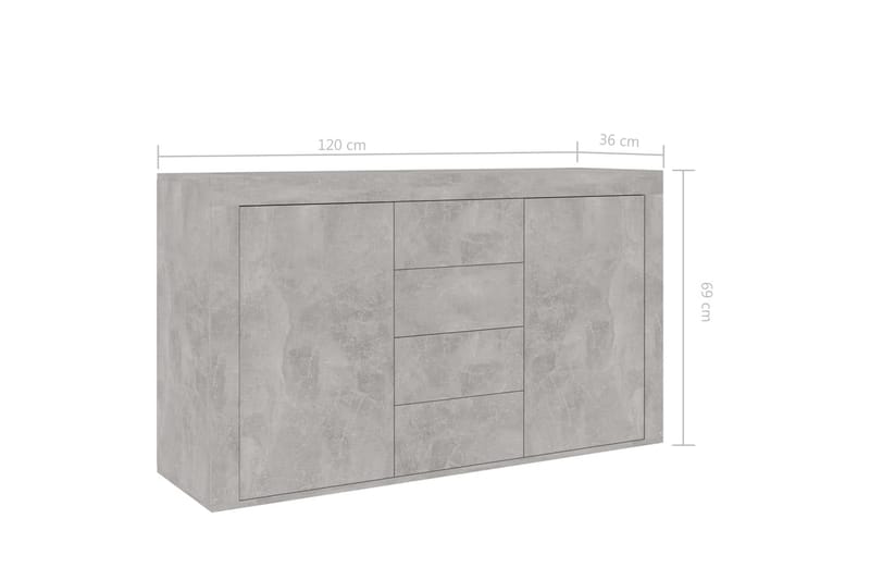 Skjenk betonggrå 120x36x69 cm sponplate - Oppbevaring - Oppbevaringsmøbler - Sideboard & skjenker