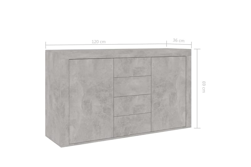 Skjenk betonggrå 120x36x69 cm sponplate - Sideboard & skjenker