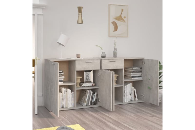 Skjenk betonggrå 160x36x75 cm sponplate - Grå - Oppbevaring - Oppbevaringsmøbler - Sideboard & skjenker