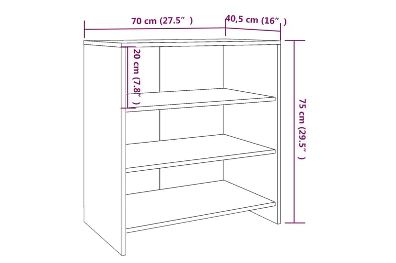 Skjenk betonggrå 70x40,5x75 cm sponplate - Grå - Oppbevaring - Oppbevaringsmøbler - Sideboard & skjenker