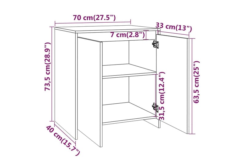 Skjenk betonggrå 70x40x73,5 cm sponplate - Grå - Sideboard & skjenker