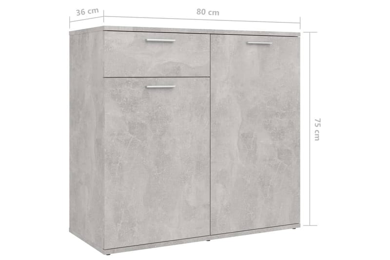 Skjenk betonggrå 80x36x75 cm sponplate - Grå - Oppbevaring - Oppbevaringsmøbler - Sideboard & skjenker
