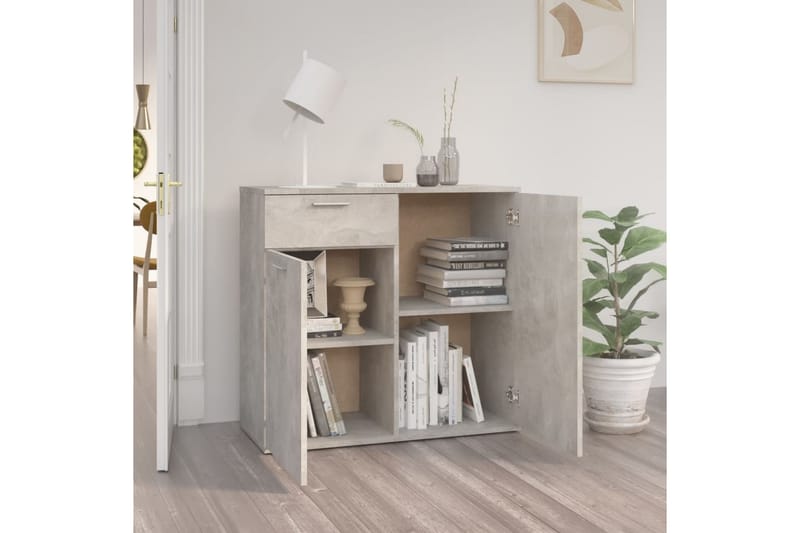 Skjenk betonggrå 80x36x75 cm sponplate - Grå - Oppbevaring - Oppbevaringsmøbler - Sideboard & skjenker