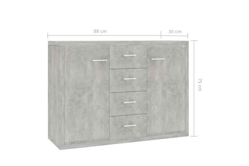 Skjenk betonggrå 88x30x65 cm sponplate - Oppbevaring - Oppbevaringsmøbler - Sideboard & skjenker