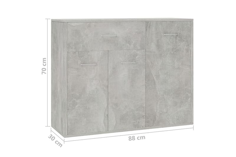 Skjenk betonggrå 88x30x70 cm sponplate - Oppbevaring - Oppbevaringsmøbler - Sideboard & skjenker