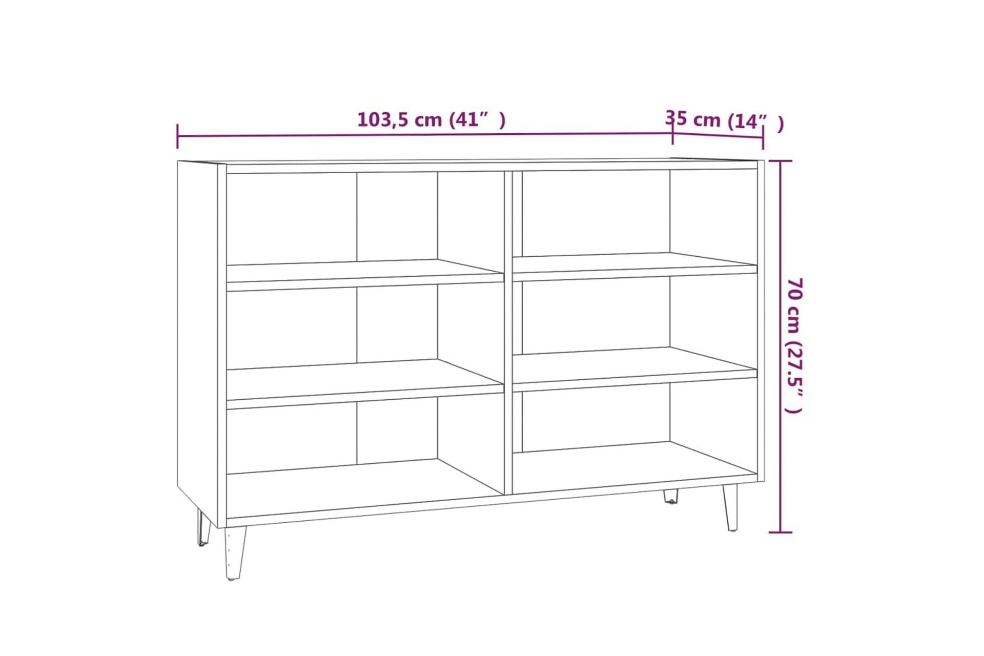 Skjenk brun eik 103,5x35x70 cm sponplate - Brun - Oppbevaring - Oppbevaringsmøbler - Sideboard & skjenker