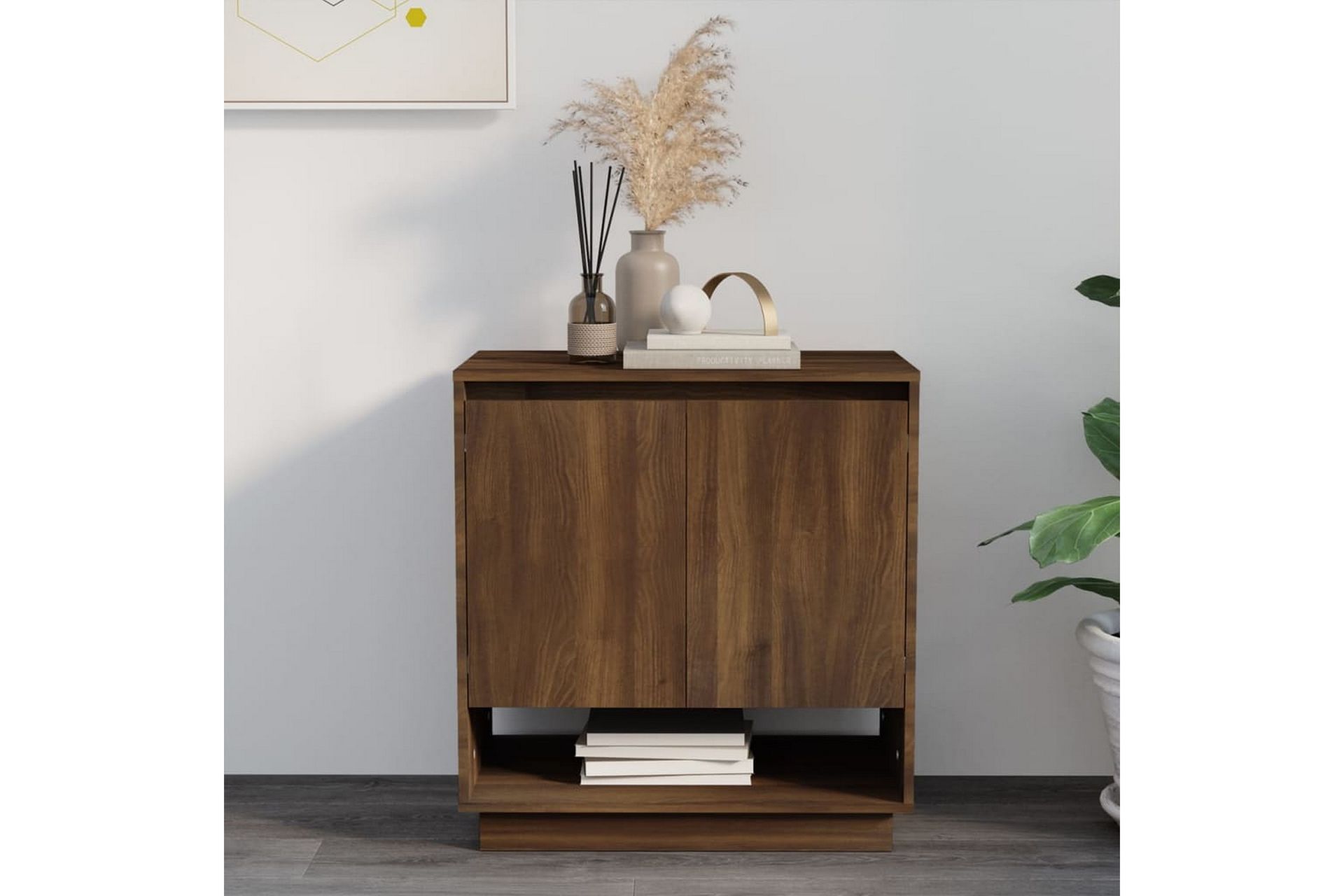 Skjenk brun eik 70x41x75 cm sponplate - Brun - Oppbevaring - Oppbevaringsmøbler - Sideboard & skjenker