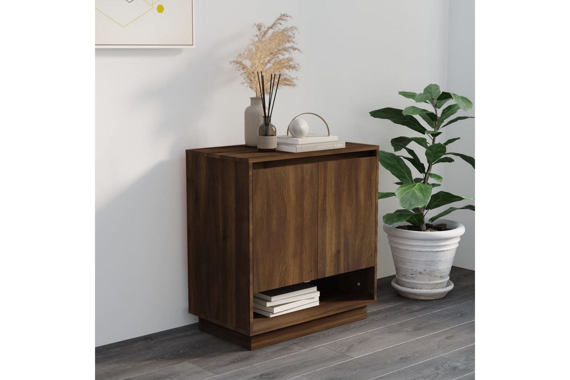 Skjenk brun eik 70x41x75 cm sponplate - Brun - Oppbevaring - Oppbevaringsmøbler - Sideboard & skjenker
