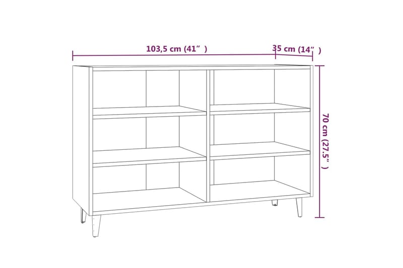 Skjenk grå sonoma eik 103,5x35x70 cm sponplate - Grå - Sideboard & skjenker