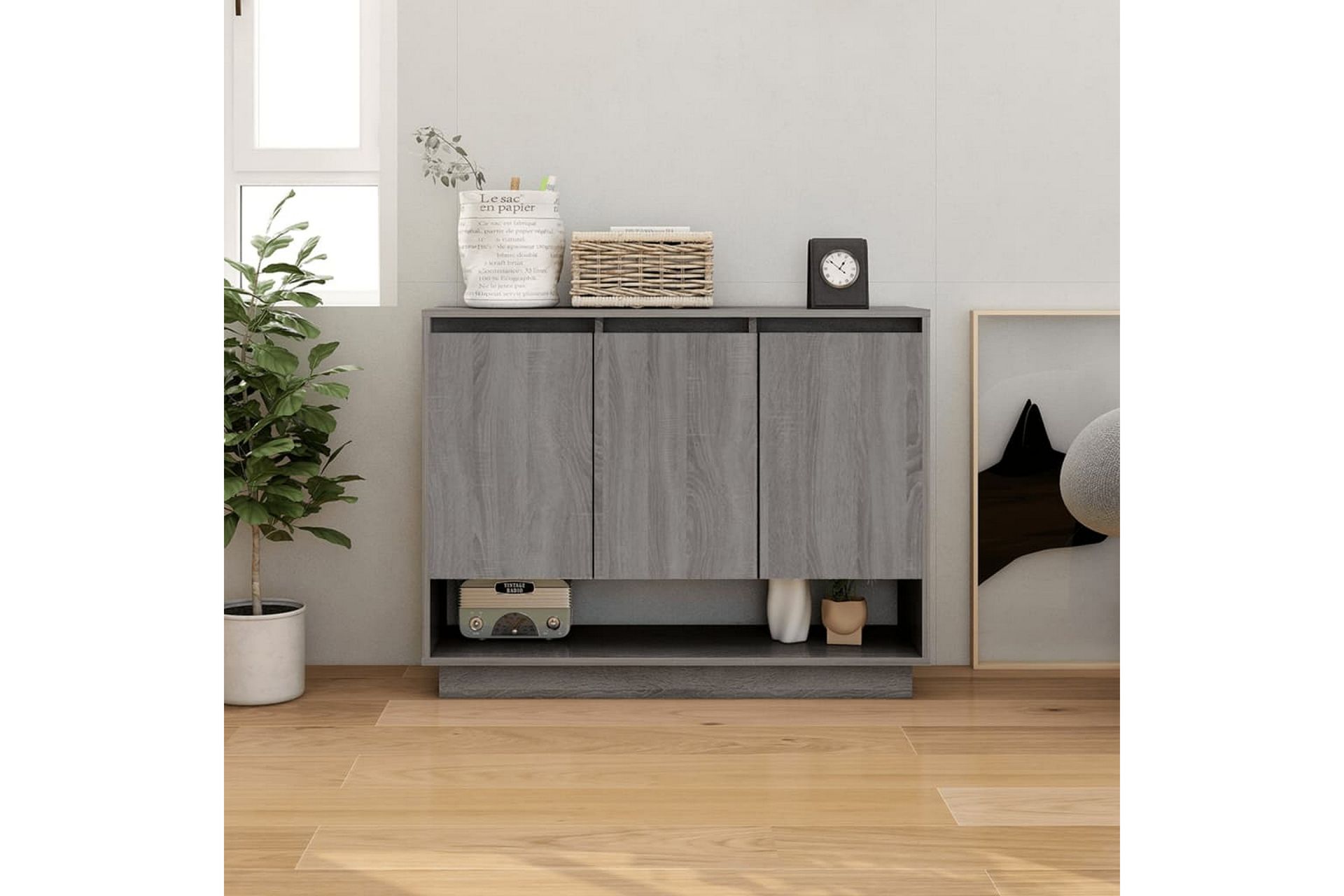 Skjenk grå sonoma eik 97x31x75 cm sponplate - Grå - Oppbevaring - Oppbevaringsmøbler - Sideboard & skjenker