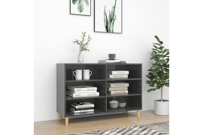 Skjenk høyglans grå 103,5x35x70 cm sponplate - Grå - Oppbevaring - Oppbevaringsmøbler - Sideboard & skjenker