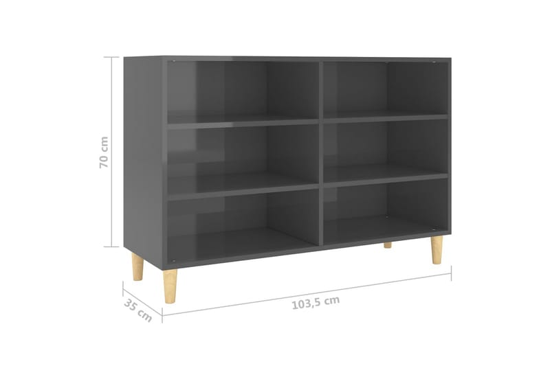 Skjenk høyglans grå 103,5x35x70 cm sponplate - Grå - Oppbevaring - Oppbevaringsmøbler - Sideboard & skjenker