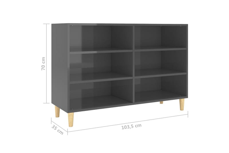 Skjenk høyglans grå 103,5x35x70 cm sponplate - Grå - Sideboard & skjenker