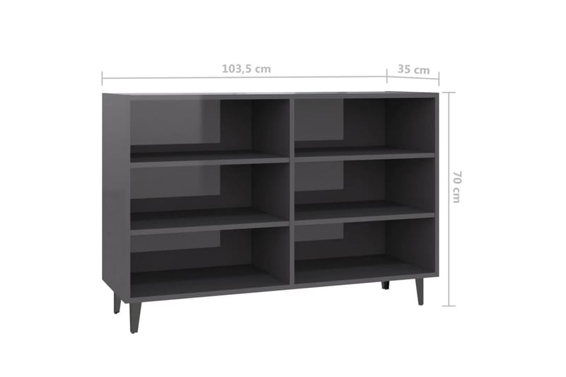 Skjenk høyglans grå 103,5x35x70 cm sponplate - Grå - Sideboard & skjenker