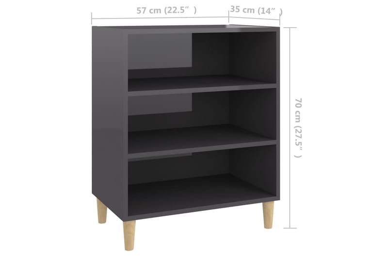 Skjenk høyglans grå 57x35x70 cm sponplate - Grå - Oppbevaring - Oppbevaringsmøbler - Sideboard & skjenker