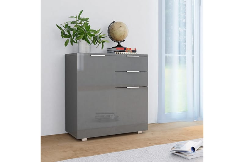 Skjenk høyglans grå 71x35x76 cm sponplate - Grå - Oppbevaring - Oppbevaringsmøbler - Sideboard & skjenker