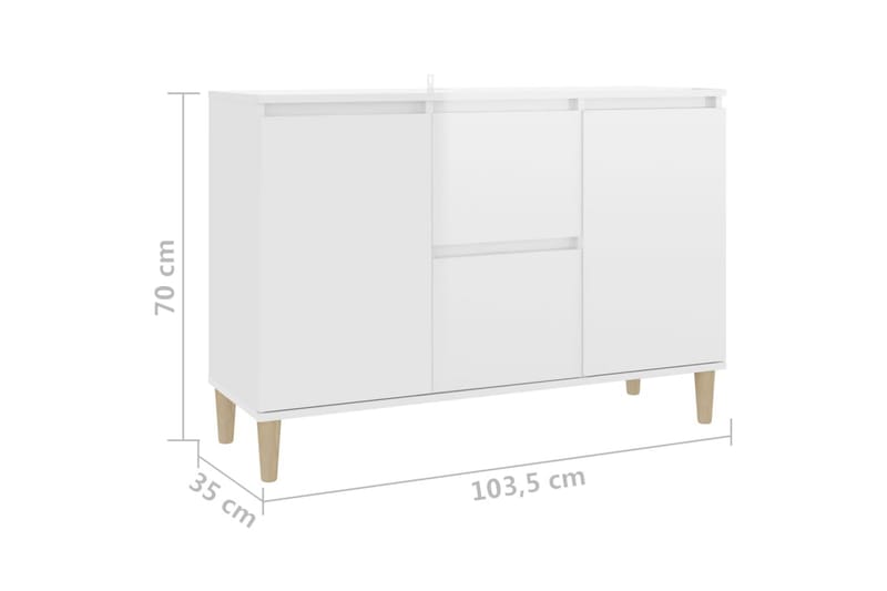 Skjenk høyglans hvit 103,5x35x70 cm sponplate - Hvit - Sideboard & skjenker