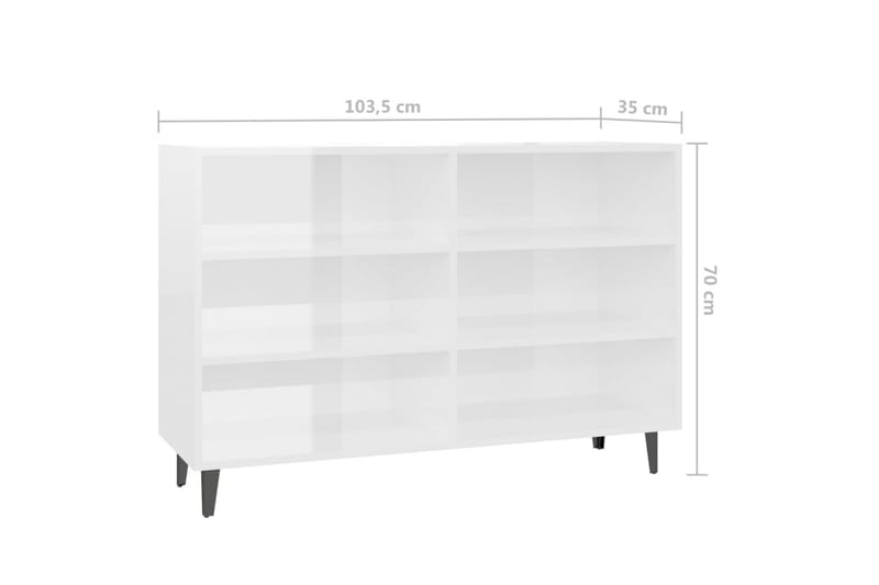 Skjenk høyglans hvit 103,5x35x70 cm sponplate - Hvit - Sideboard & skjenker