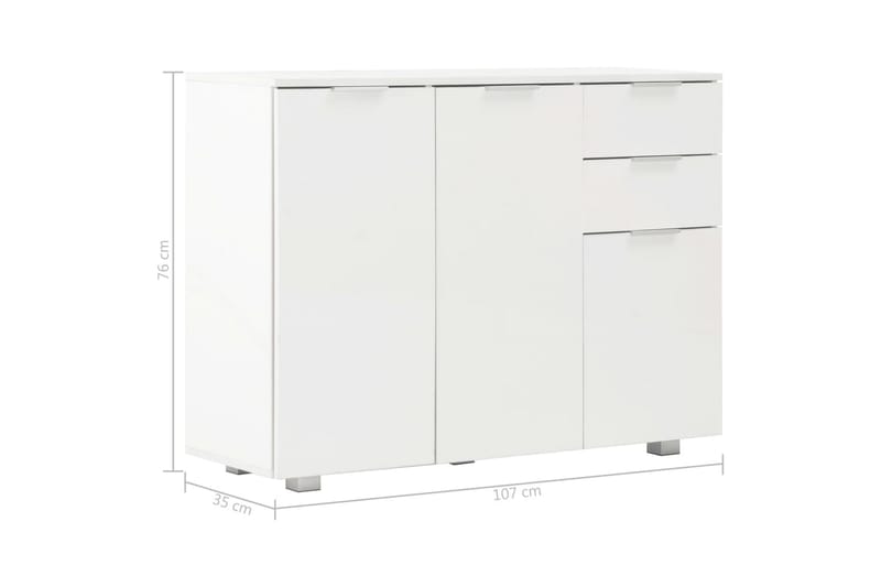 Skjenk høyglans hvit 107x35x76 cm - Hvit - Sideboard & skjenker