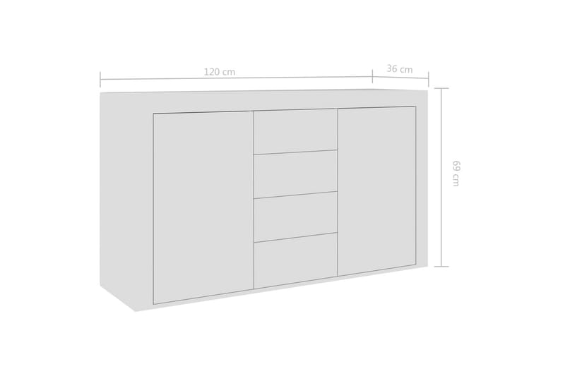 Skjenk høyglans hvit 120x36x69 cm sponplate - Oppbevaring - Oppbevaringsmøbler - Sideboard & skjenker