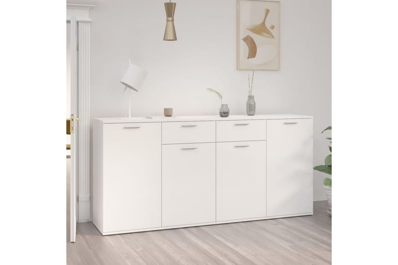 Skjenk høyglans hvit 160x36x75 cm sponplate - Hvit - Oppbevaring - Oppbevaringsmøbler - Sideboard & skjenker