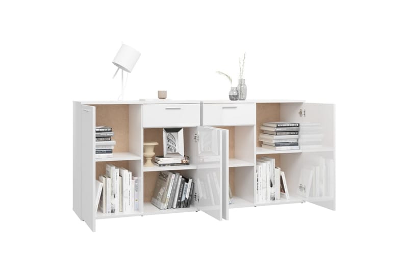 Skjenk høyglans hvit 160x36x75 cm sponplate - Hvit - Oppbevaring - Oppbevaringsmøbler - Sideboard & skjenker