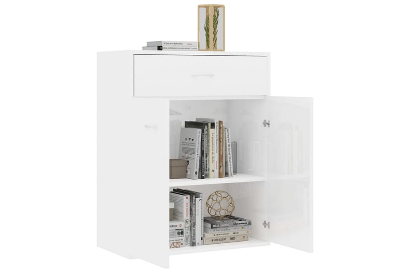 Skjenk høyglans hvit 60x30x75 cm sponplate - Oppbevaring - Oppbevaringsmøbler - Sideboard & skjenker