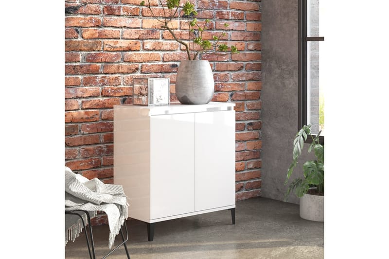 Skjenk høyglans hvit 60x35x70 cm sponplate - Hvit - Oppbevaring - Oppbevaringsmøbler - Sideboard & skjenker
