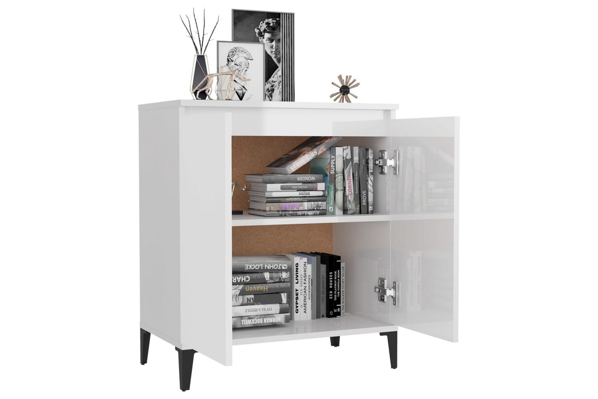 Skjenk høyglans hvit 60x35x70 cm sponplate - Hvit - Oppbevaring - Oppbevaringsmøbler - Sideboard & skjenker